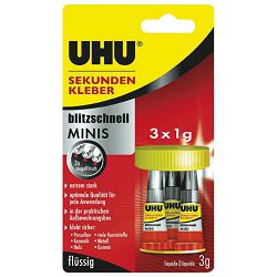 Ljepilo trenutačno  3x1g Super glue minis(cianoakrilat) UHU 45415 blister