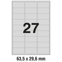 Etikete Laser  63,5x29,6mm polyester pk20L Zweckform L6011-20 srebrne