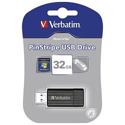 Memorija USB 32GB 2.0 PinStripe Verbatim 49064 crna blister