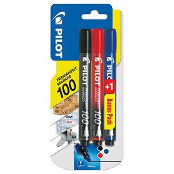 Marker permanentni 1mm okrugli vrh pk3 Pilot SCA-100 sortirano blister