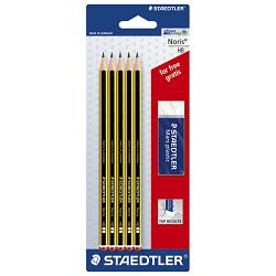 Olovka grafitna HB Noris pk5+gumica Staedtler 120ASBKD blister