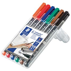 Marker permanentni 1mm Lumocolor pk6 Staedtler 317 WP6