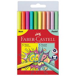 Flomaster školski  10boja Grip neon+pastel Faber Castell 155312 blister