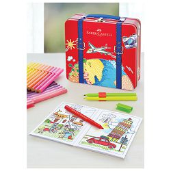 Flomaster školski  40boja u metalnoj kutiji Connector Kofer Faber Castell 155535