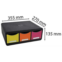 Kutija s  3 ladice A6 (rub sort boje) Iderama Exacompta 318798D crna/sortirano