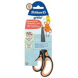 Škare školske 15cm za ljevake Griffix Pelikan 819176 neon crno/narančaste blister