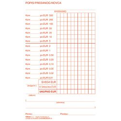 Obrazac A-47a/NCR/EUR popis predanog novca Fokus