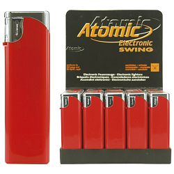 Upaljač elektronski sjajni Atomic Swing crveno/srebrni
