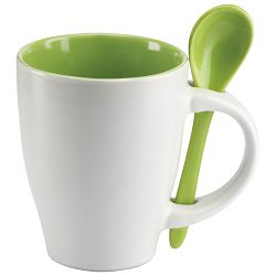 Šalica 250ml sa žličicom bijela/zelena
