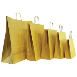 Vrećice ukrasne natron 18x22x8cm pletena ručka pk50 Duga zlatne