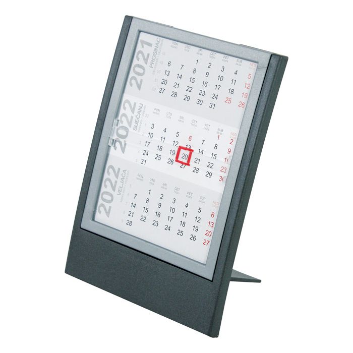 Kalendar stolni-pomični 13x17,5cm metalik sivi