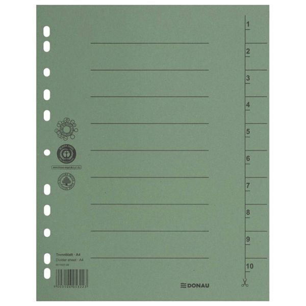 Pregrada kartonska A4 250g pk100 Donau 8610001-06 zelena
