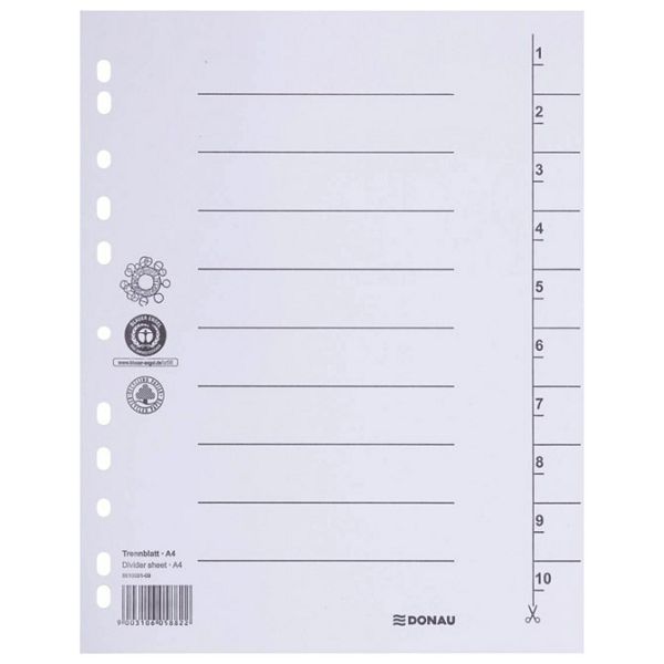 Pregrada kartonska A4 250g pk100 Donau 8610001-09 bijela
