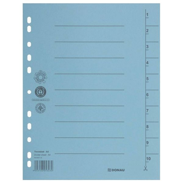Pregrada kartonska A4 250g pk100 Donau 8610001-10 plava