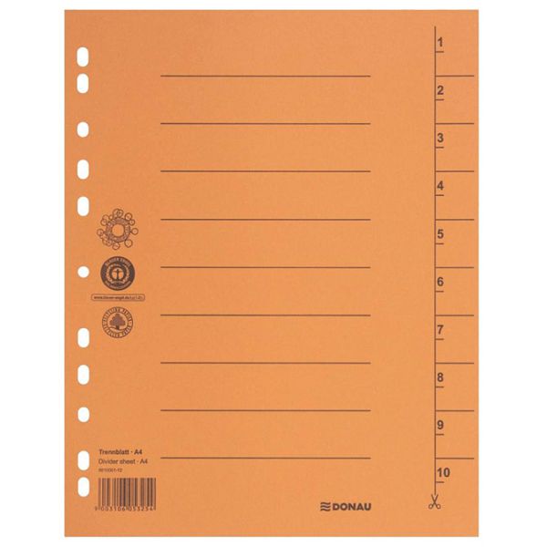Pregrada kartonska A4 250g pk100 Donau 8610001-12 narančasta