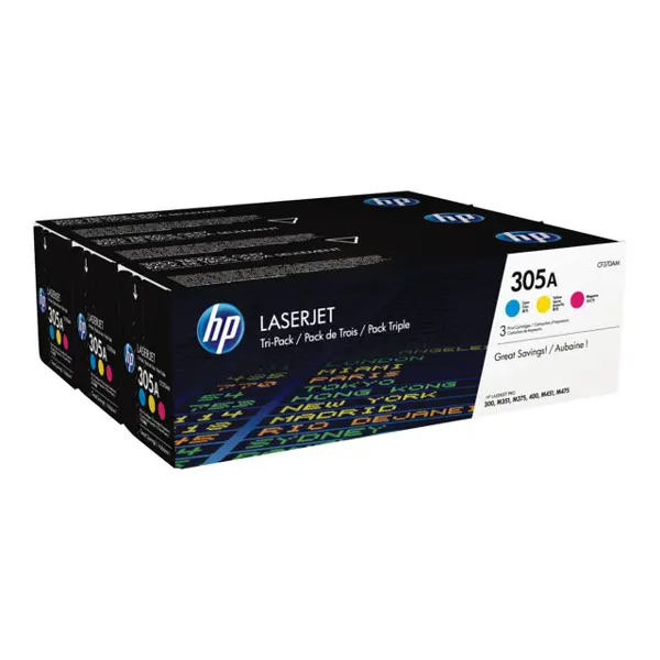 HP CF370AM 305A Cyan/Magenta/Yellow Originalni toner, trostruko pakiranje