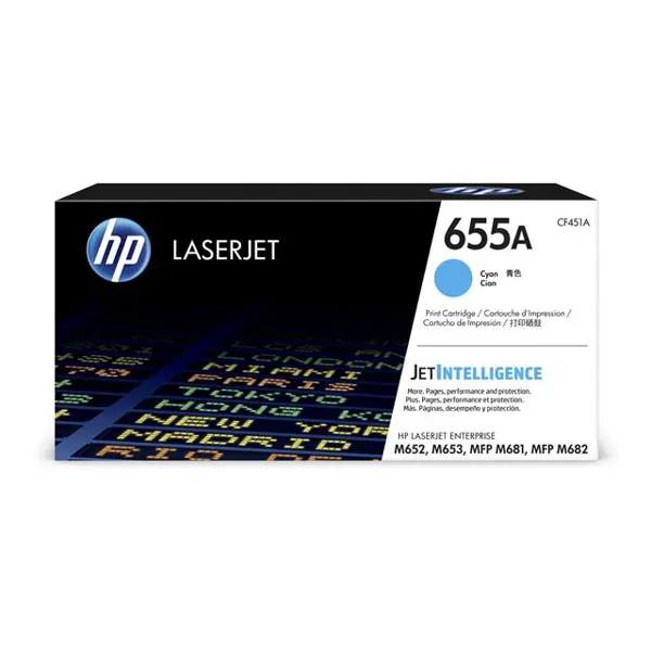HP CF451A 655A Cyan Original LaserJet Toner Cartridge 