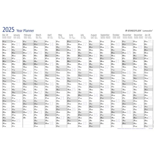Ploča planer godišnji za 2025. Lumocolor Staedtler 641 YPCA 25