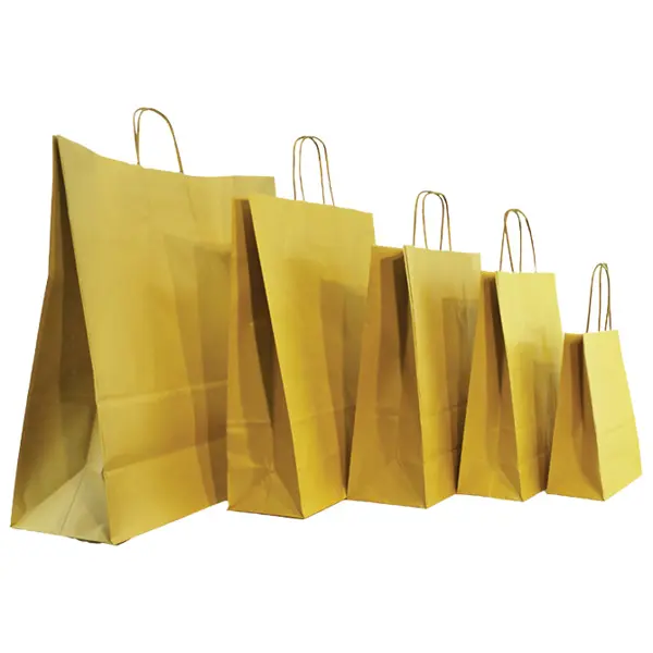 Vrećice ukrasne natron 18x22x8cm pletena ručka pk50 Duga zlatne